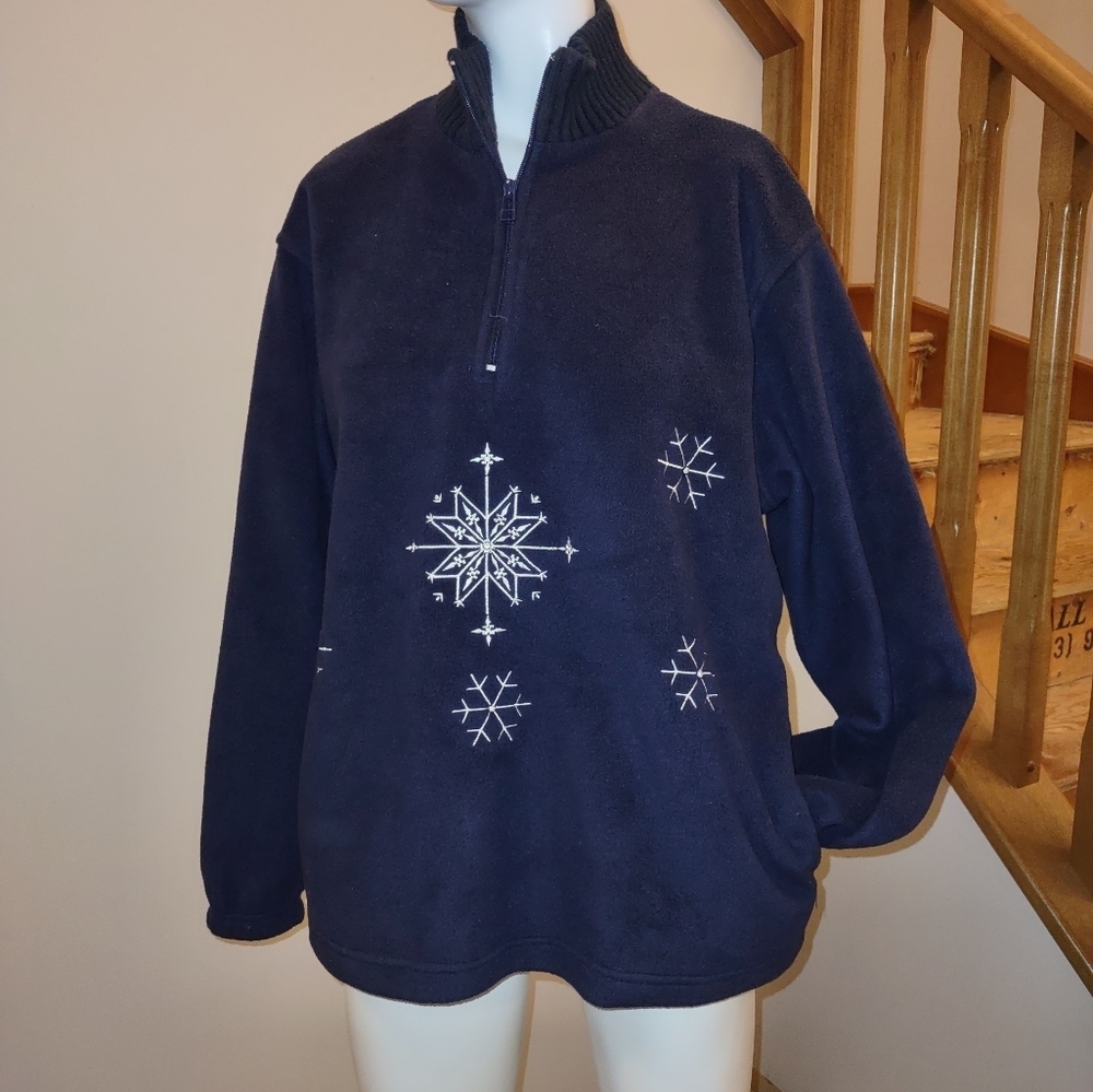 VINTAGE northern reflections snowflake diamond fleece zip up